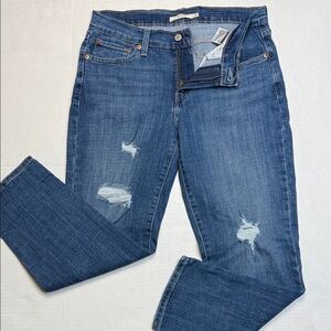 Levi's Boyfriend Jeans Womens Size 28/27 Classic Blue Wash Cropped Denim Pants